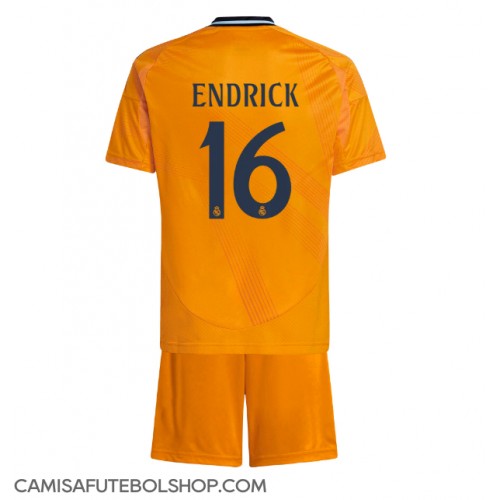 Camisa de time de futebol Real Madrid Endrick #16 Replicas 2º Equipamento Infantil 2024-25 Manga Curta (+ Calças curtas)